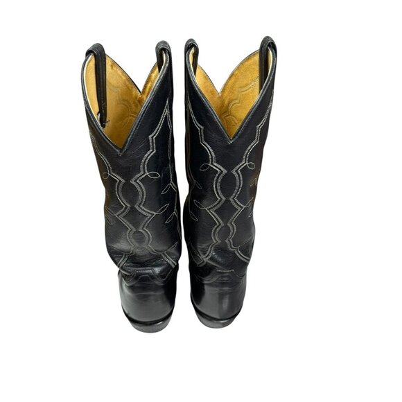 Tony Lama Vinatge Men’s Black Leather Western Cowboy Boots Size 9D Style 2964 - Picture 10 of 12
